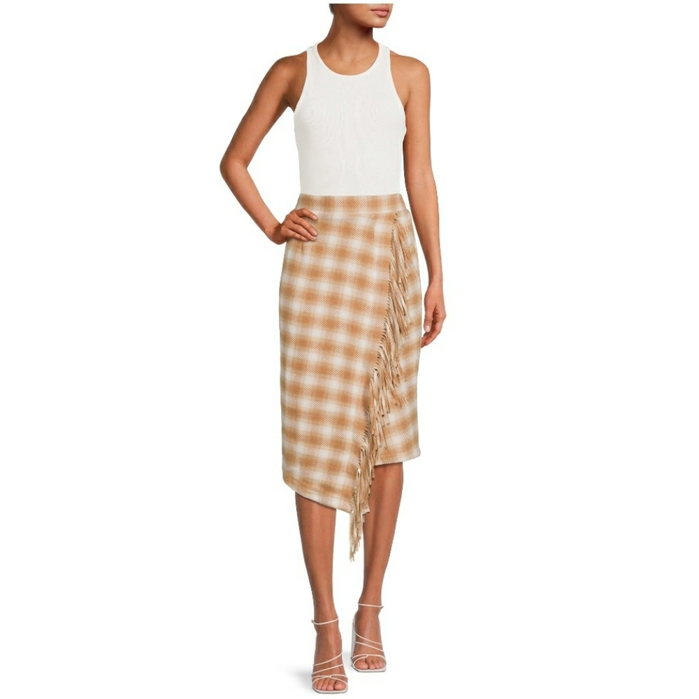 Size XL Fringed Faux Wrap Skirt